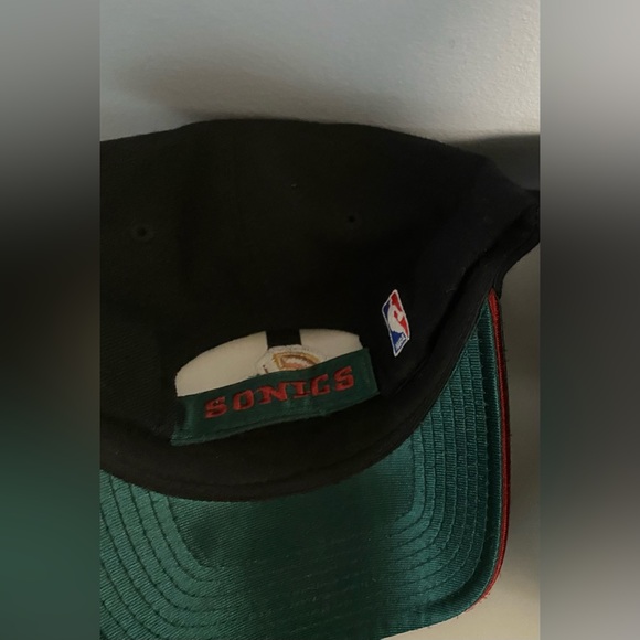 Rare Vintage 90s Puma Seattle SuperSonics Draft Hat NBA Basketball Black Green